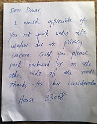 How would you respond to this? (neighbor parking complaint)-note.jpg