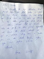 How would you respond to this? (neighbor parking complaint)-note2.jpg